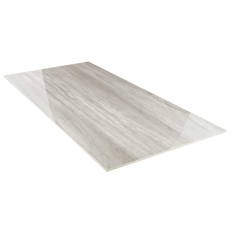 Nashville Gray 24x48 Travertine Look Polished Porcelain Tile