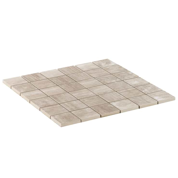 Nashville Taupe Beige Travertine Look 2x2 Matte Porcelain Mosaic Tile