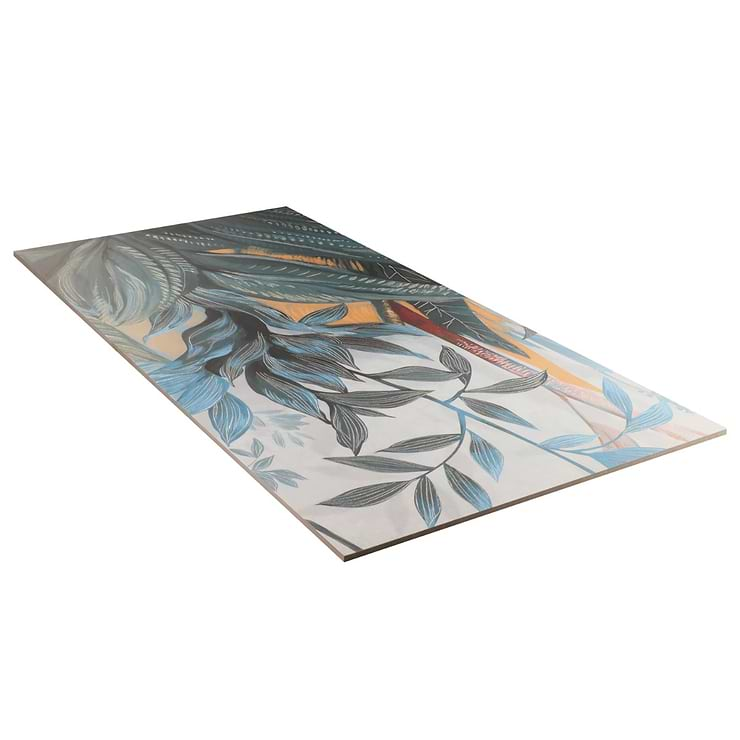 Art Gallery by Paula Purroy Terrace Blue and Green 24x48 Artisan Decor Matte Porcelain Tile