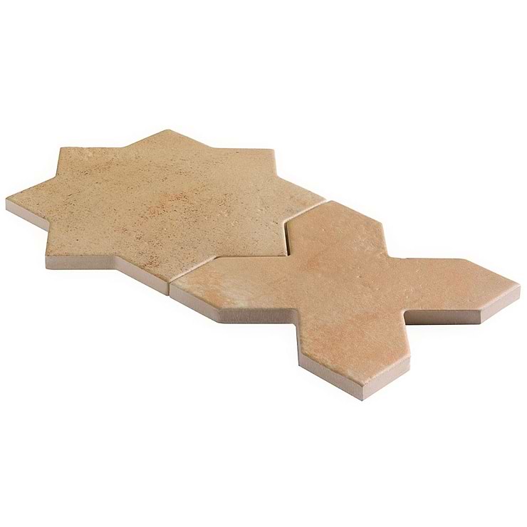 Parma Cotto Brown Matte Star and Cotto Brown Matte Cross 6" Terracotta Look Porcelain Tile