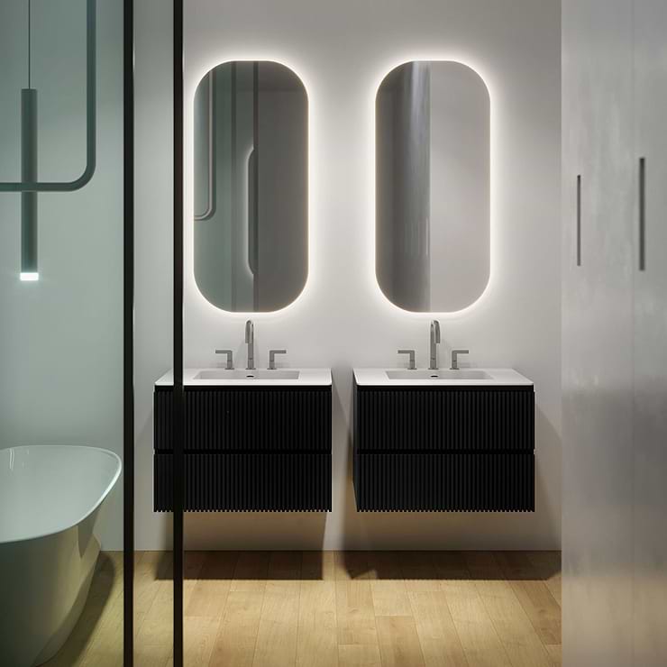 Linear Black Gloss 24" Single Vanity with Integrated Top