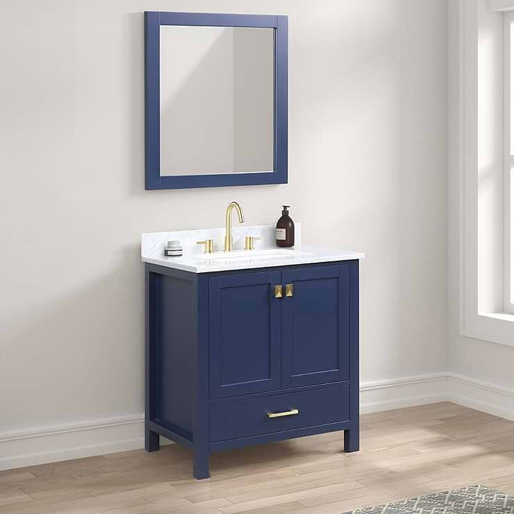 Athena 30'' Blue Vanity And Marble Counter