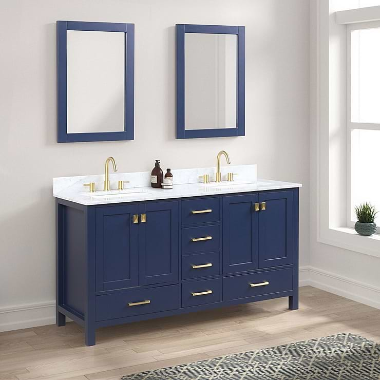 Athena 60'' Blue Vanity And Marble Counter