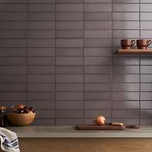 Color One Pebble Gray 2x8 Glossy Lava Stone Tile