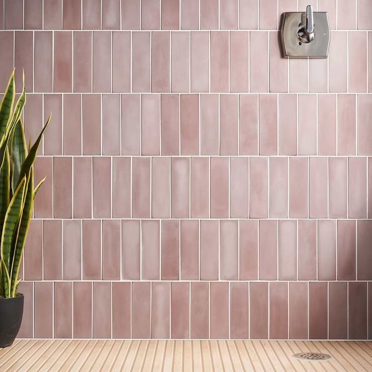 Color One Coral Pink 2x8 Matte Cement Tile