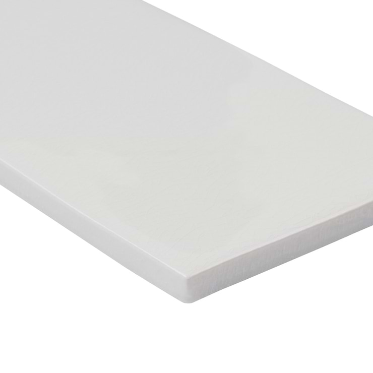 Nabi Subway Glacier White 4.5x9 Crackled Glossy Glass Tile