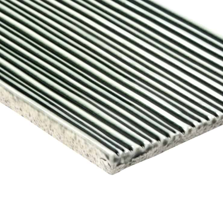 Nabi Subway Deep Emerald Green 4.5x9 Fluted Ridged Crackled Glossy Glass Tile