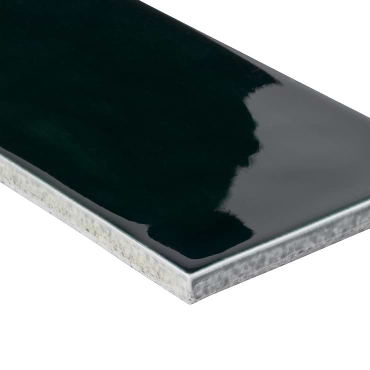 Nabi Subway Midnight Blue Green 4.5x9 Crackled Glossy Glass Tile
