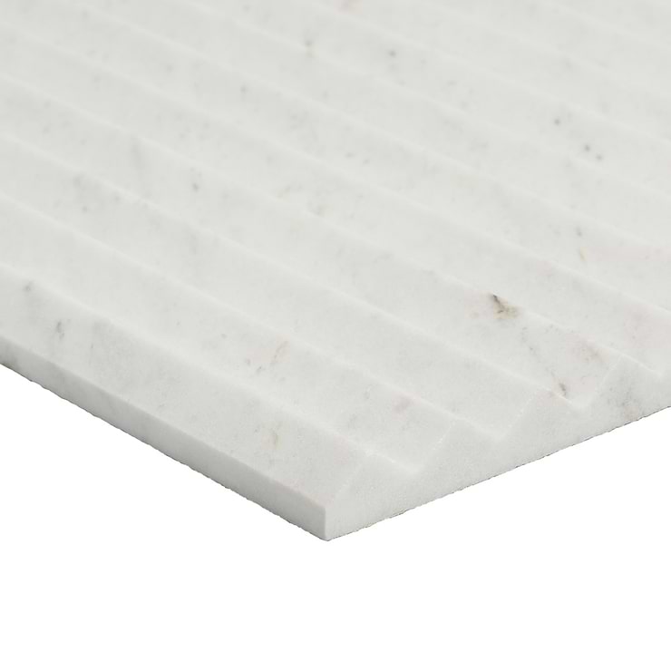 Stonework Peak Alaska White 12x24 3D Satin Marble Tile