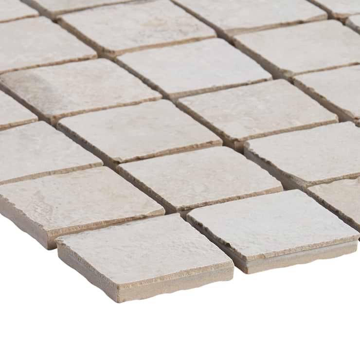 Seville Pergamo Beige 2x2 Travertine Look Matte Porcelain Mosaic Tile