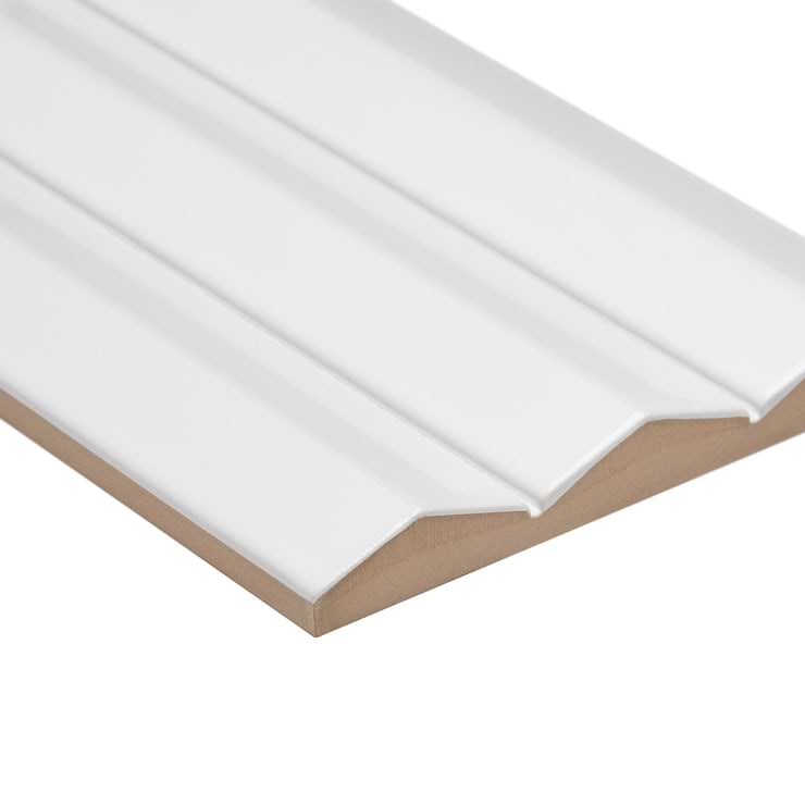 Ponto Bianco White Fluted 5x16 3D Polished Porcelain Tile