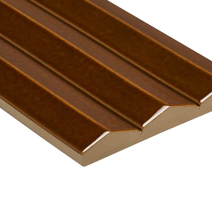 Ponto Ochre Yellow Fluted 5x16 3D Polished Porcelain Tile