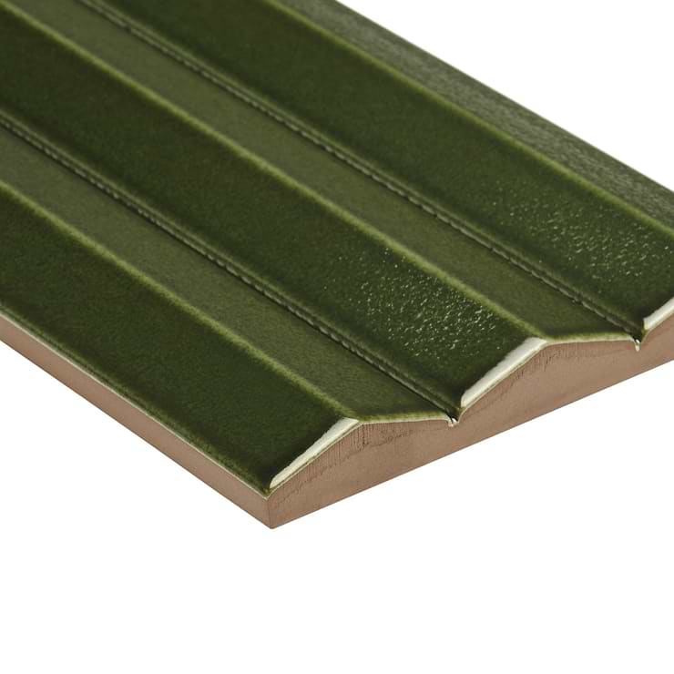 Ponto Verde Green Fluted 5x16 3D Polished Porcelain Tile