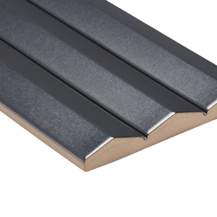 Ponto Metallic Gray Fluted 5x16 3D Polished Porcelain Tile