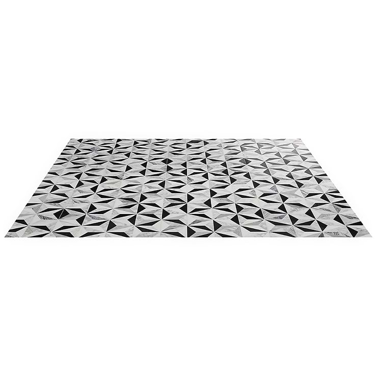 Phantasm Tuxedo Black and White Polished Marble Mosaic Tile