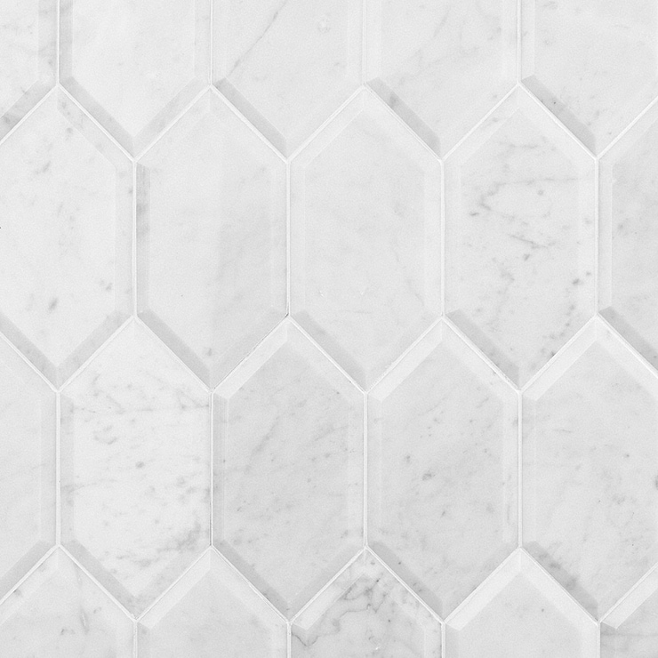 Carrara Beveled 8x4 Hexagon Polished Marble Tile