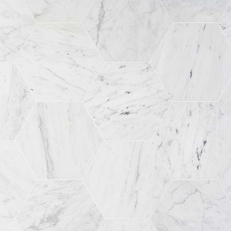 Carrara 10" Hexagon Honed Marble Tile