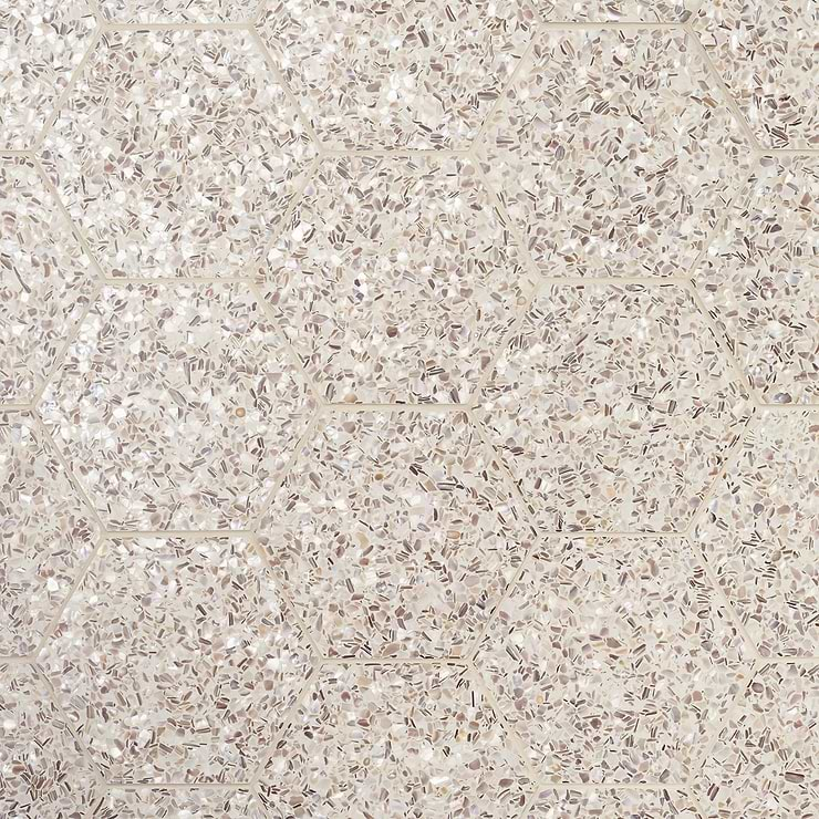 Reef Cream 8" Hexagon Polished Pearl Terrazzo Tile