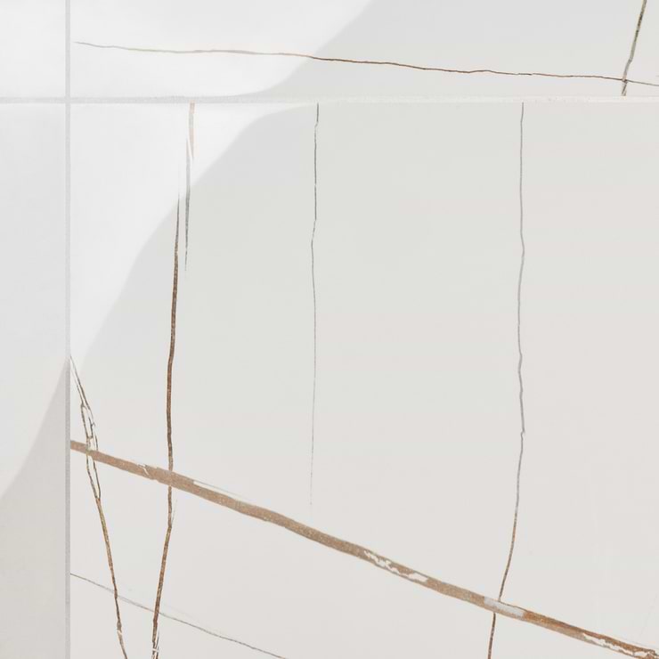 Minera Sahara Blanco White 48x48 Marble Look Polished Porcelain Tile