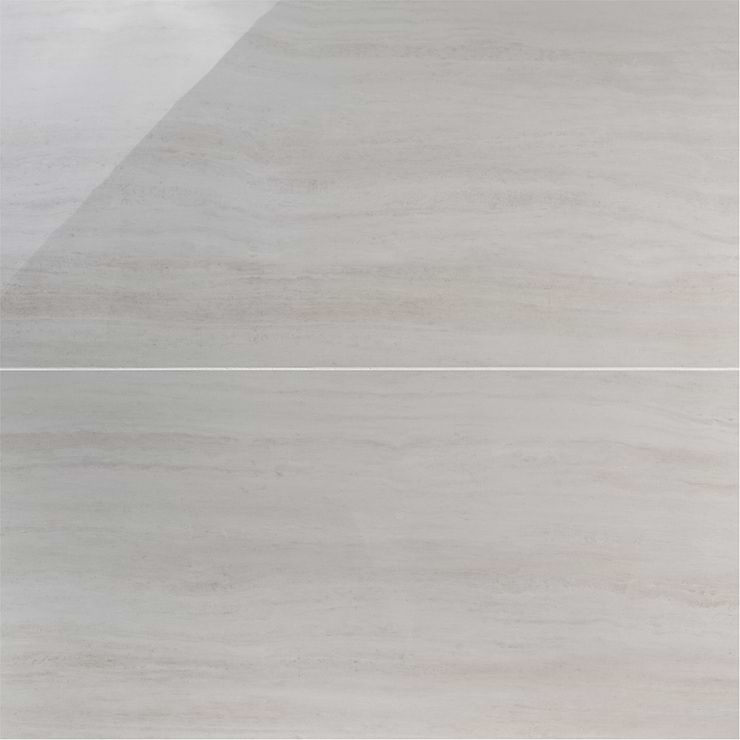Nashville White 24x48 Travertine Look Polished Porcelain Tile