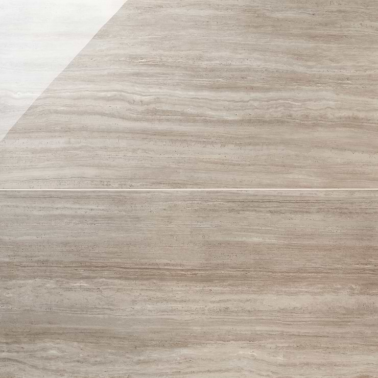 Nashville Taupe Beige 24x48 Travertine Look Polished Porcelain Tile