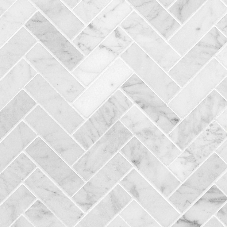 Carrara Herringbone 1x3 Polished Marble Mosaic Tile