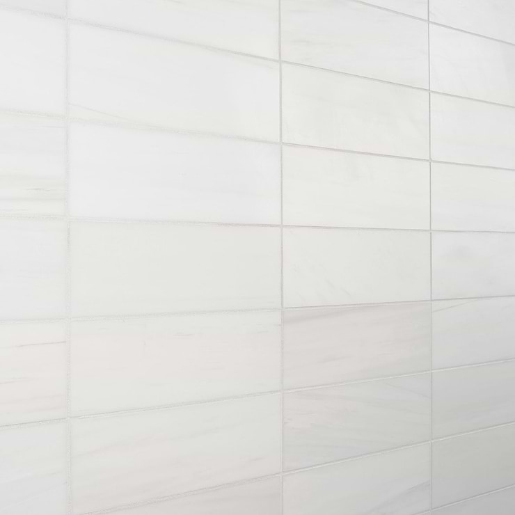 Bianco Dolomite White 4x12 Premium Polished Marble Tile