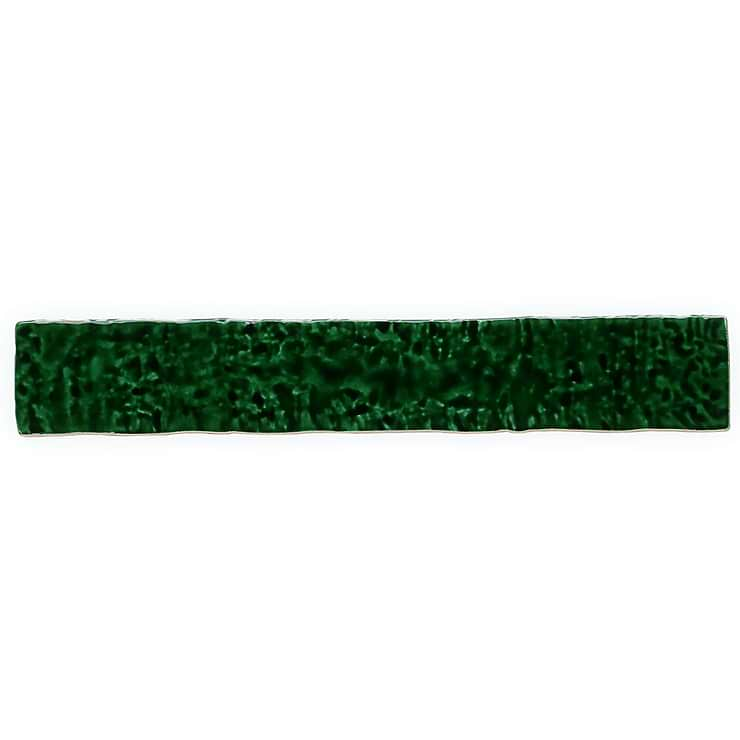 Wabi Sabi Emerald Green 1.5x9 Crackled Glossy Ceramic Tile