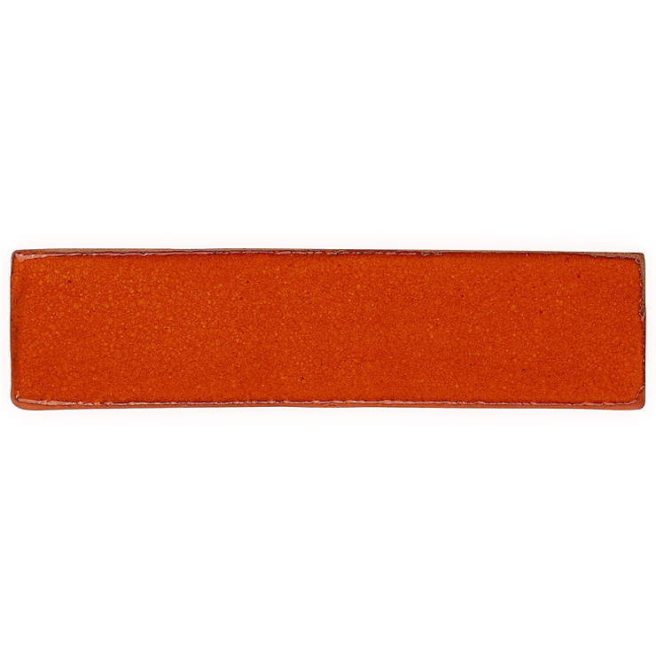 Emery Orange 2x8 Handmade Crackled Terracotta Polished Subway Tile