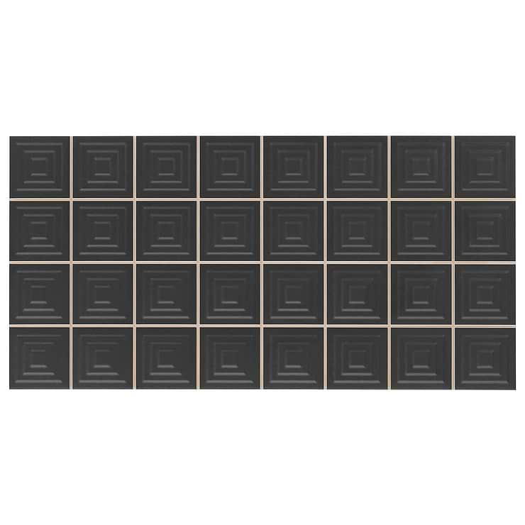 Kinzie Pyramid Charcoal Black 8x16 3D Matte Ceramic Tile