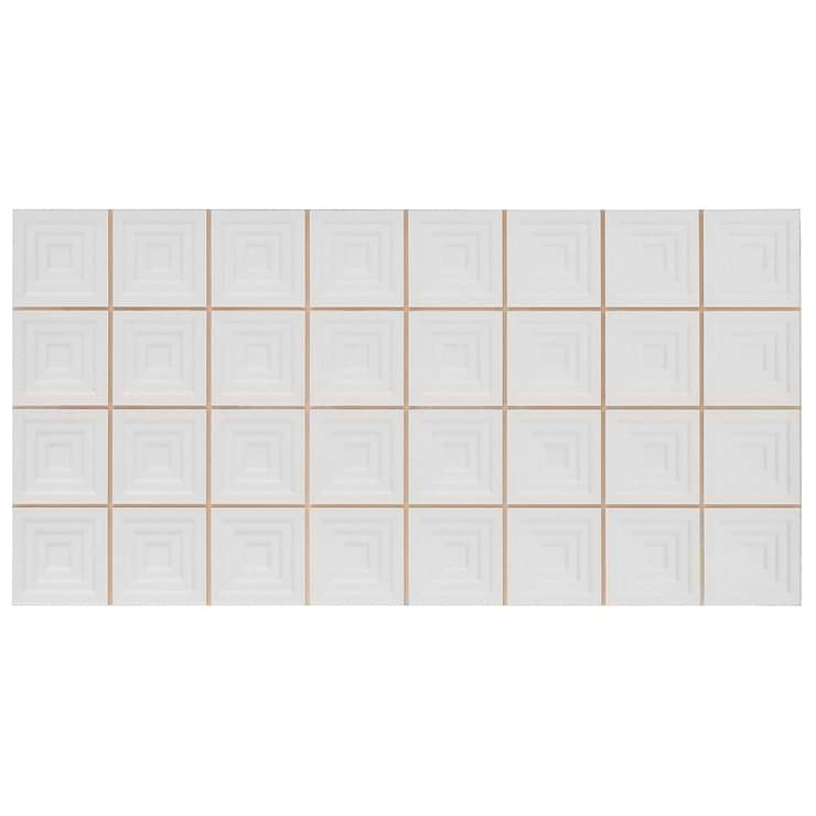 Kinzie Pyramid White 8x16 3D Matte Ceramic Tile