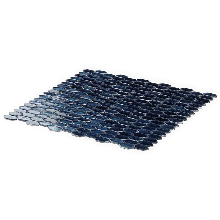 Flicker Metallic Midnight Blue 1/4" x 1" Polished Glass Mosaic Tile