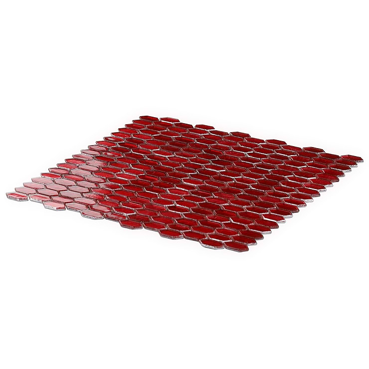 Flicker Metallic Red 1/4" x 1" Polished Glass Mosaic Tile