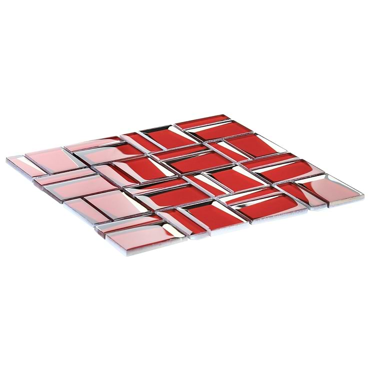 Rumi French Red 2x3 Polished Mirrored Glass Mosaic Tile