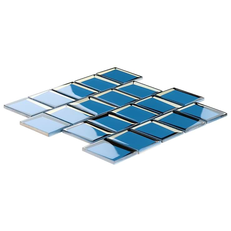 Rumi Glam Blue 2x3 Polished Mirrored Glass Mosaic Tile