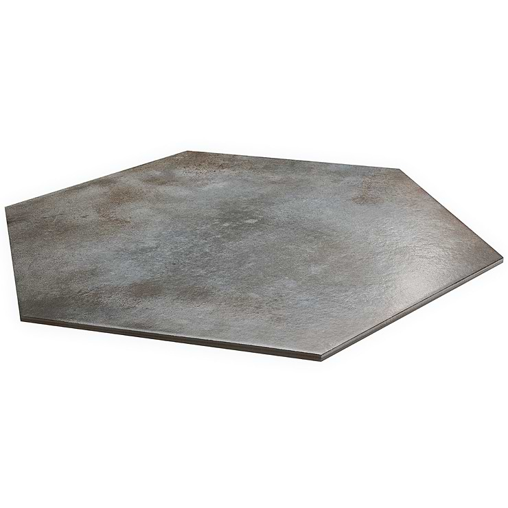 Angela Harris Flatiron Graphite 20" Large  Hexagon Matte Porcelain Tile