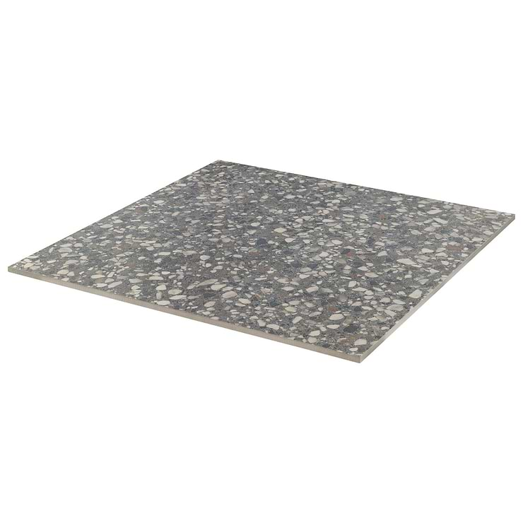 Kobe Flakes Charcoal Gray 24x24 Terrazzo Look Matte Porcelain Tile