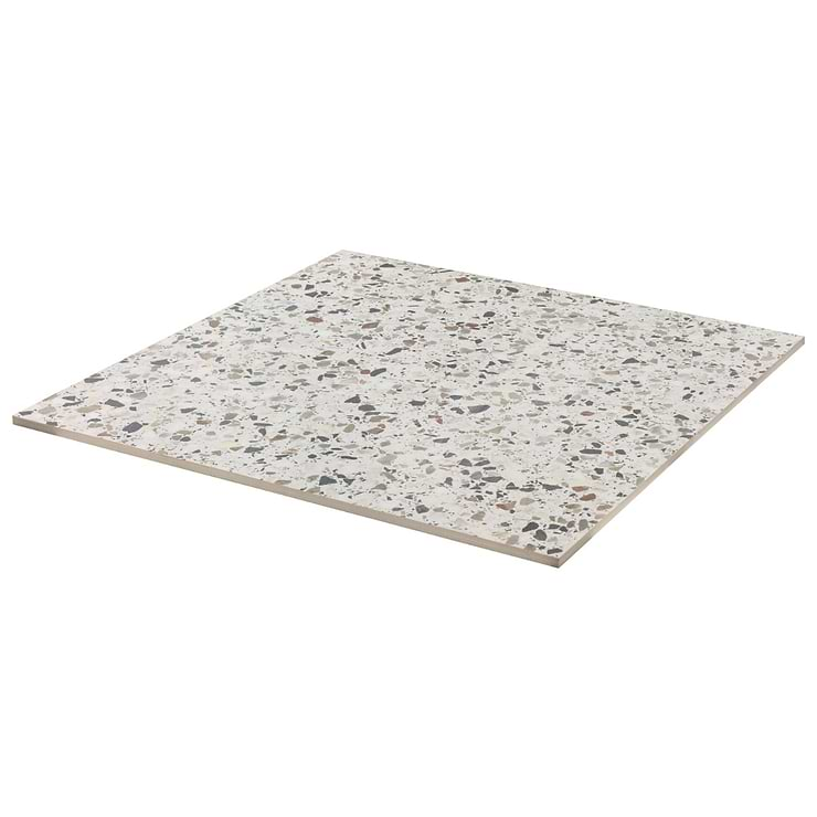 Kobe Flakes Ice White 24x24 Terrazzo Look Matte Porcelain Tile