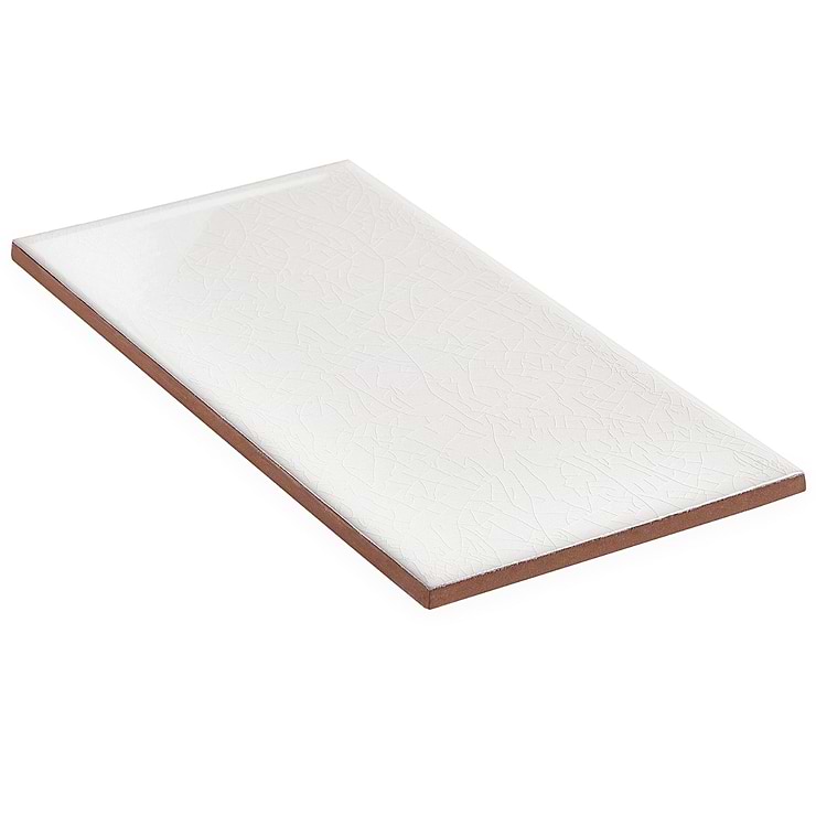 Seaside Cotton White 4x8 Crackled Glossy Ceramic Tile