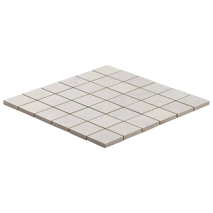 New Rock Perla White 2x2 Limestone Look Matte Porcelain Mosaic Tile