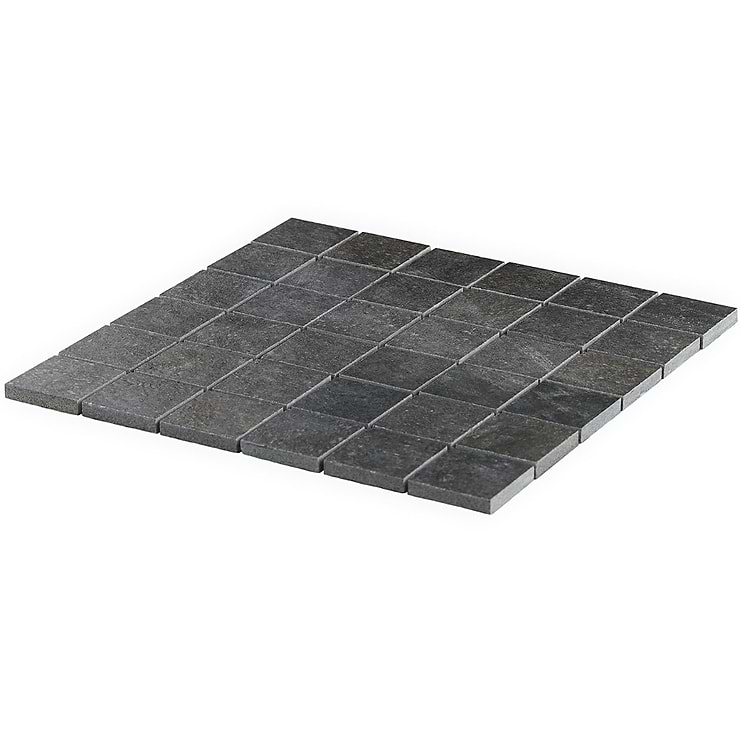 Acadia Charcoal Black 2x2 Limestone Look Matte Porcelain Mosaic Tile