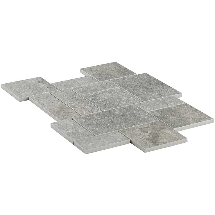 Acadia  French Pattern Slate Gray Quartz Look Matte Porcelain Mosaic Tile