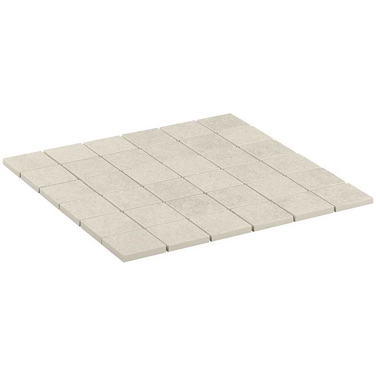 Acadia Warm Linen White 2x2 Limestone Look Matte Porcelain Mosaic Tile