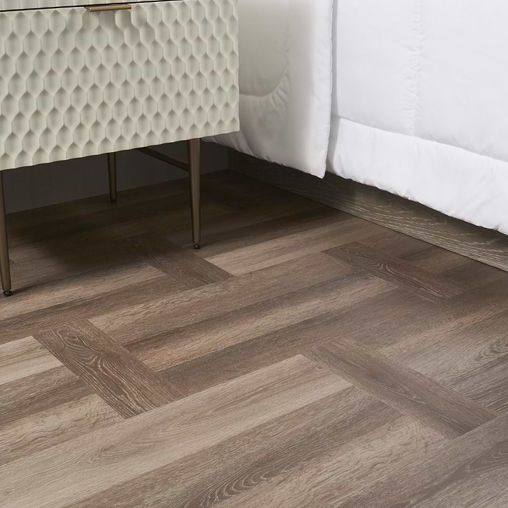 Stacy Garcia Fleetwood Parquet Mocha Rigid Core Click 12x24 Luxury Vinyl Tile