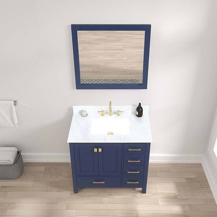 Athena 36'' Blue Vanity And Marble Counter