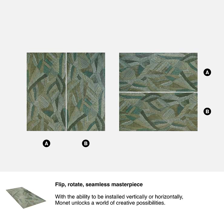 Monet Wild Atelier Green 24x48 Artisan Decor Matte Porcelain Wall Tile