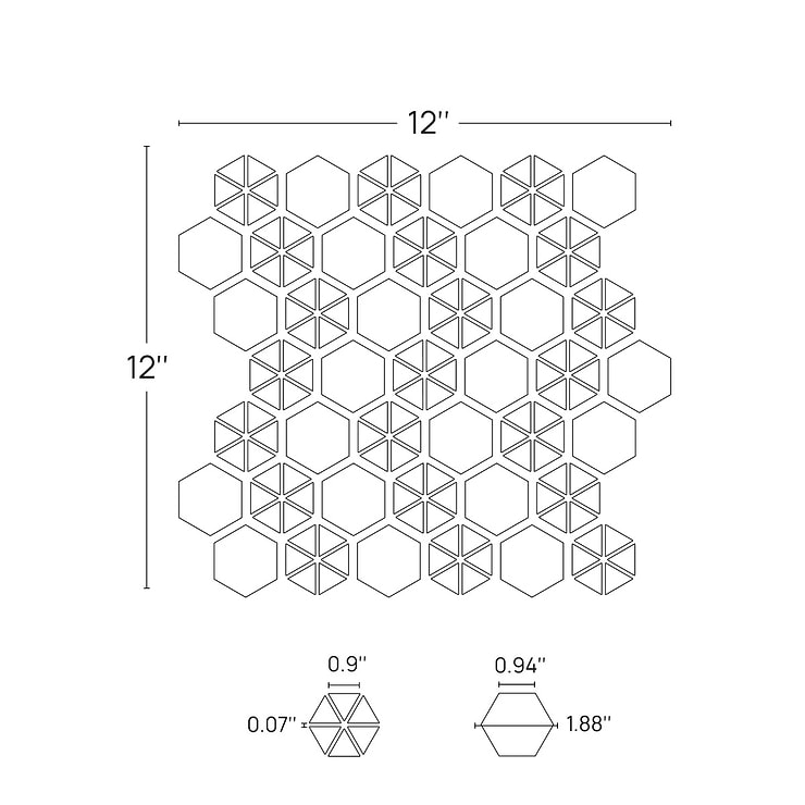 Aspekt Calacatta Hexagon White Honed Marble Mosaic Tile