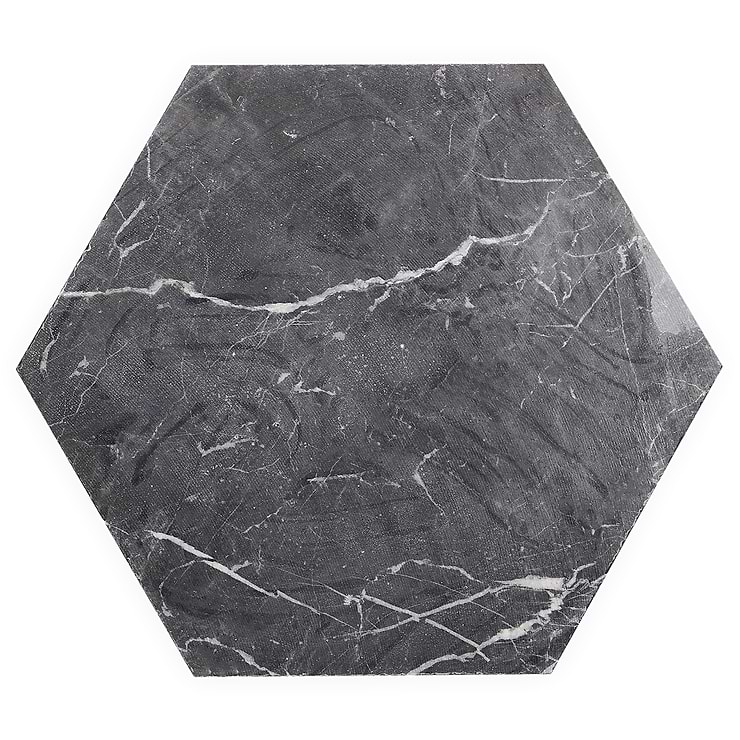 Nero Marquina 10" Hexagon Honed Marble Tile