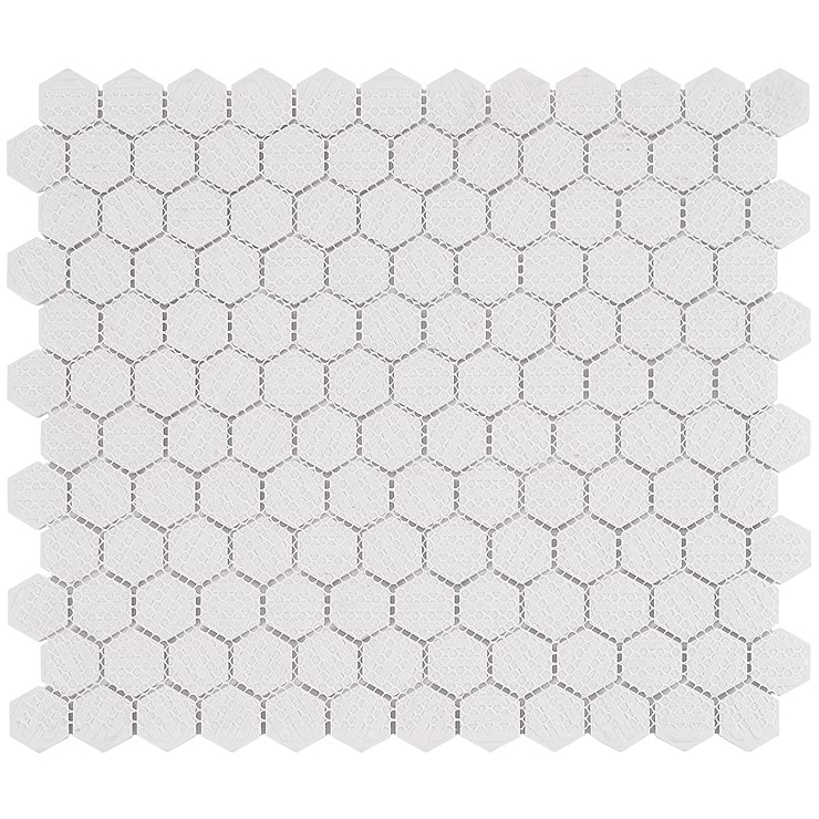 Level White 1" Hexagon Matte Porcelain Mosaic Tile