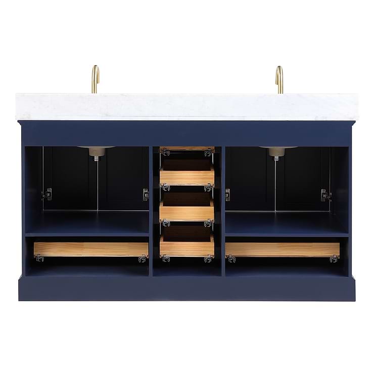 Glendale 60'' Blue Vanity And Marble Counter